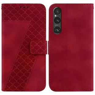 For Sony Xperia 1 V 7-shaped Embossed Leather Phone Case(Red)