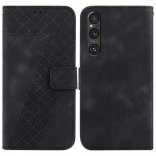 For Sony Xperia 1 V 7-shaped Embossed Leather Phone Case(Black)