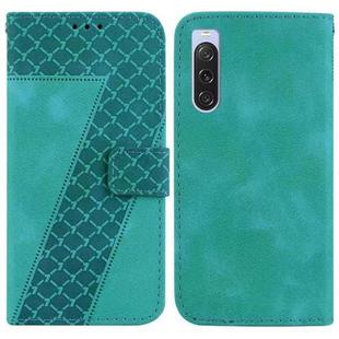 For Sony Xperia 10 V 7-shaped Embossed Leather Phone Case(Green)