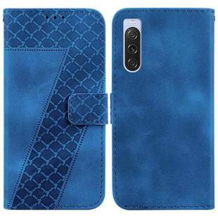 For Sony Xperia 10 V 7-shaped Embossed Leather Phone Case(Blue)