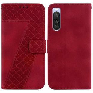 For Sony Xperia 10 V 7-shaped Embossed Leather Phone Case(Red)
