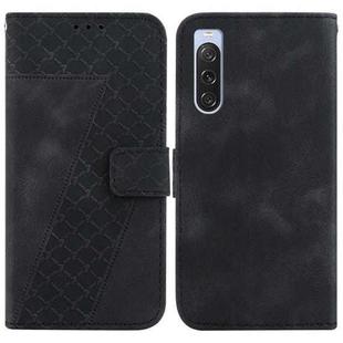 For Sony Xperia 10 V 7-shaped Embossed Leather Phone Case(Black)