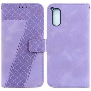 For Sony Xperia 5 V 7-shaped Embossed Leather Phone Case(Purple)