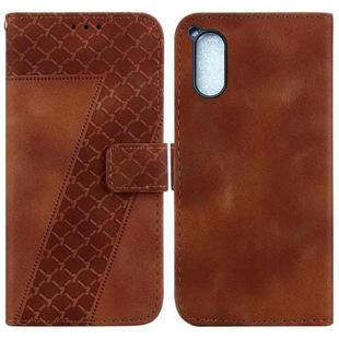 For Sony Xperia 5 V 7-shaped Embossed Leather Phone Case(Brown)