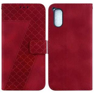 For Sony Xperia 5 V 7-shaped Embossed Leather Phone Case(Red)