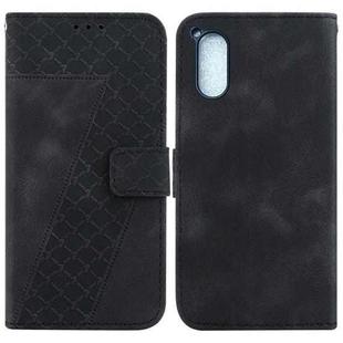 For Sony Xperia 5 V 7-shaped Embossed Leather Phone Case(Black)