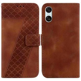 For Sony Xperia 10 VI 7-shaped Embossed Leather Phone Case(Brown)
