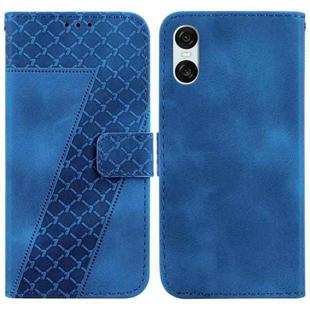 For Sony Xperia 10 VI 7-shaped Embossed Leather Phone Case(Blue)