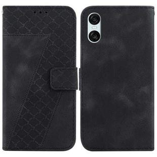 For Sony Xperia 10 VI 7-shaped Embossed Leather Phone Case(Black)