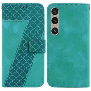 For Sony Xperia 1 VI 7-shaped Embossed Leather Phone Case(Green)