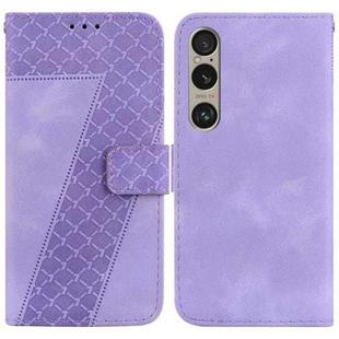For Sony Xperia 1 VI 7-shaped Embossed Leather Phone Case(Purple)