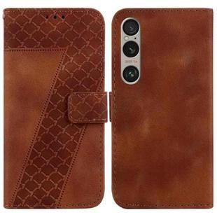 For Sony Xperia 1 VI 7-shaped Embossed Leather Phone Case(Brown)