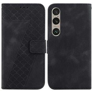 For Sony Xperia 1 VI 7-shaped Embossed Leather Phone Case(Black)