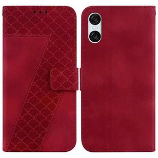 For Sony Xperia 5 VI 7-shaped Embossed Leather Phone Case(Red)