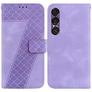 For Sony Xperia 1 VII Seven-shaped Embossed Leather Phone Case(Purple)