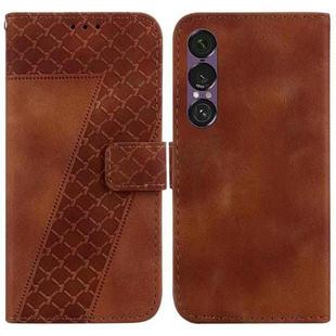For Sony Xperia 1 VII Seven-shaped Embossed Leather Phone Case(Brown)