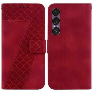 For Sony Xperia 1 VII Seven-shaped Embossed Leather Phone Case(Red)