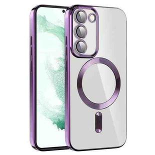 For Samsung Galaxy S22+ 5G CD Texture Plating TPU MagSafe Phone Case with Lens Film(Dark Purple)