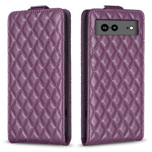 For Google Pixel 7a Diamond Lattice Vertical Flip Leather Phone Case(Dark Purple)