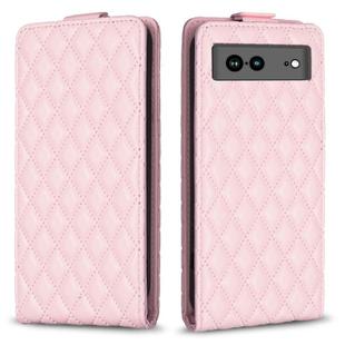 For Google Pixel 7a Diamond Lattice Vertical Flip Leather Phone Case(Pink)