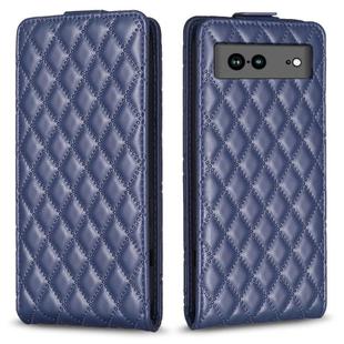 For Google Pixel 7a Diamond Lattice Vertical Flip Leather Phone Case(Blue)