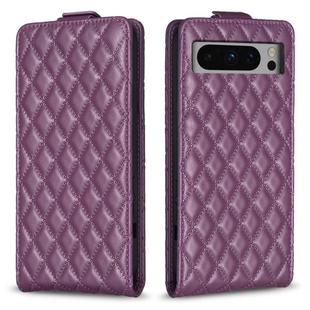For Google Pixel 8 Pro Diamond Lattice Vertical Flip Leather Phone Case(Dark Purple)