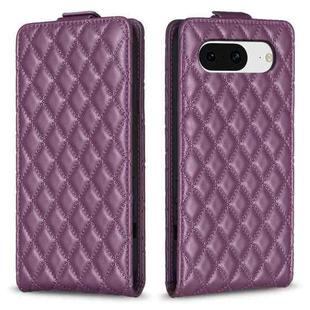 For Google Pixel 8 Diamond Lattice Vertical Flip Leather Phone Case(Dark Purple)