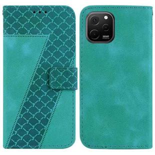 For Huawei nova Y61/Enjoy 50z 7-shaped Embossed Leather Phone Case(Green)
