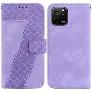 For Huawei nova Y61/Enjoy 50z 7-shaped Embossed Leather Phone Case(Purple)