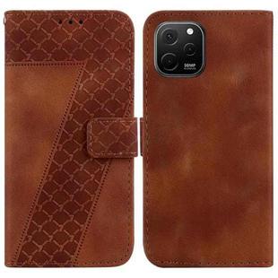 For Huawei nova Y61/Enjoy 50z 7-shaped Embossed Leather Phone Case(Brown)