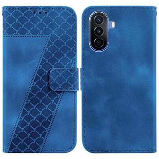 For Huawei nova Y70 Plus 7-shaped Embossed Leather Phone Case(Blue)