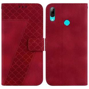 For Huawei P smart 2019 7-shaped Embossed Leather Phone Case(Red)