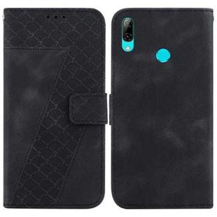 For Huawei P smart 2019 7-shaped Embossed Leather Phone Case(Black)