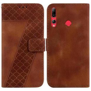 For Huawei P Smart+ 2019/Enjoy 9s 7-shaped Embossed Leather Phone Case(Brown)