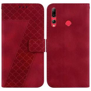 For Huawei P Smart+ 2019/Enjoy 9s 7-shaped Embossed Leather Phone Case(Red)