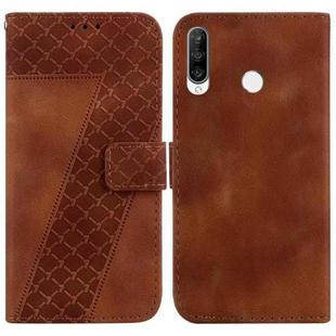 For Huawei P30 lite/nova 4e 7-shaped Embossed Leather Phone Case(Brown)