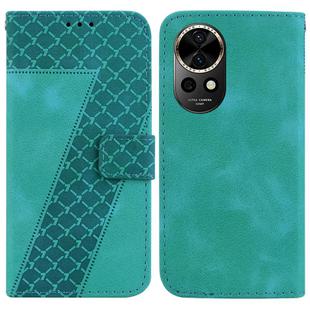 For Huawei nova 12 Seven-shaped Embossed Leather Phone Case(Green)