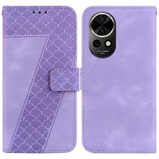 For Huawei nova 12 Seven-shaped Embossed Leather Phone Case(Purple)