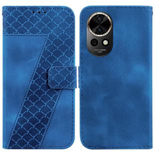 For Huawei nova 12 Seven-shaped Embossed Leather Phone Case(Blue)