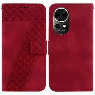 For Huawei nova 12 Seven-shaped Embossed Leather Phone Case(Red)