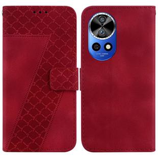 For Huawei nova 12 Pro Seven-shaped Embossed Leather Phone Case(Red)