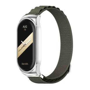 For Xiaomi Mi Band 8 Mijobs CS Case Nylon Breathable Watch Band(Army Green Silver)