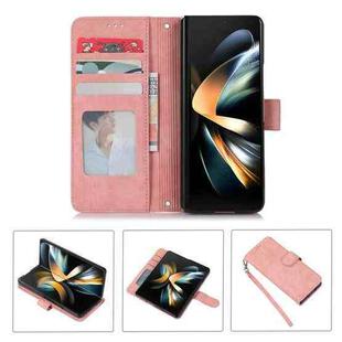 For Samsung Galaxy Z Fold5 Horizontal Flip Leather Phone Case with Pen Slot(Pink)