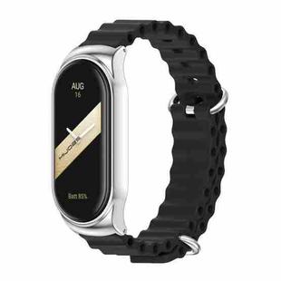 For Xiaomi Mi Band 8 Mijobs CS Case Marine Silicone Breathable Watch Band(Black Silver)