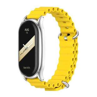 For Xiaomi Mi Band 8 Mijobs Plus Case Marine Silicone Breathable Watch Band(Yellow Silver)