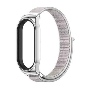 For Xiaomi Mi Band 8 Mijobs CS Case Breathable Nylon Loop Watch Band(Sea Shell Silver)