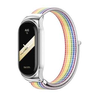 For Xiaomi Mi Band 8 Mijobs CS Case Breathable Nylon Loop Watch Band(Colorful Silver)