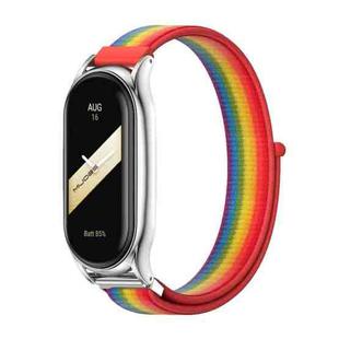 For Xiaomi Mi Band 8 Mijobs Plus Case Breathable Nylon Loop Watch Band(Rainbow Silver)