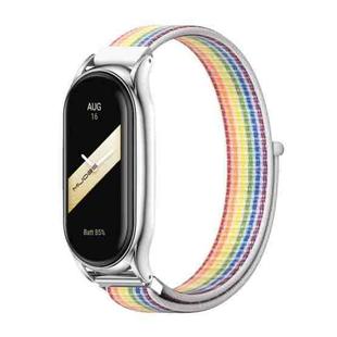 For Xiaomi Mi Band 8 Mijobs Plus Case Breathable Nylon Loop Watch Band(Colorful Silver)