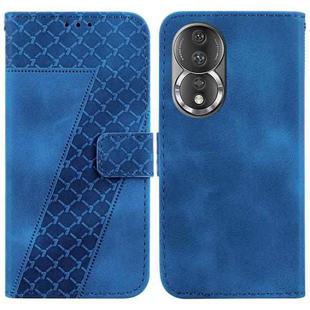 For Honor 80 Seven-shaped Embossed Leather Phone Case(Blue)